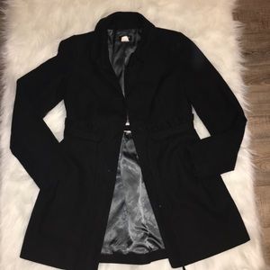 J.Crew Black Button up and tie pea coat.